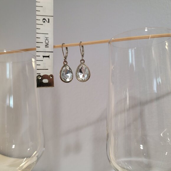 Crystal Earrings Tear Drop Dangle Sparkly Vintage - Picture 6 of 6